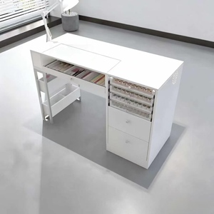 Table à ongles blanche avec tiroirs, ensemble de chaise de bureau multifonctionnel pour salon de manucure, design minimaliste, mobilier de bureau à domicile - Product Image 4