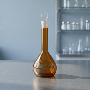 ขวดวัดปริมาตรแบบคอยาว รุ่น Amber Volumetric Flask, Class-A, พร้อมใบรับรองเฉพาะตัว ทำจากแก้วบอโรซิลิเกต - Product Image 2