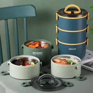 Toptan paslanmaz çelik öğle yemeği ambalaj kutuları istiflenebilir yemek kabı seti gıda ısıtıcısı Bento kutusu