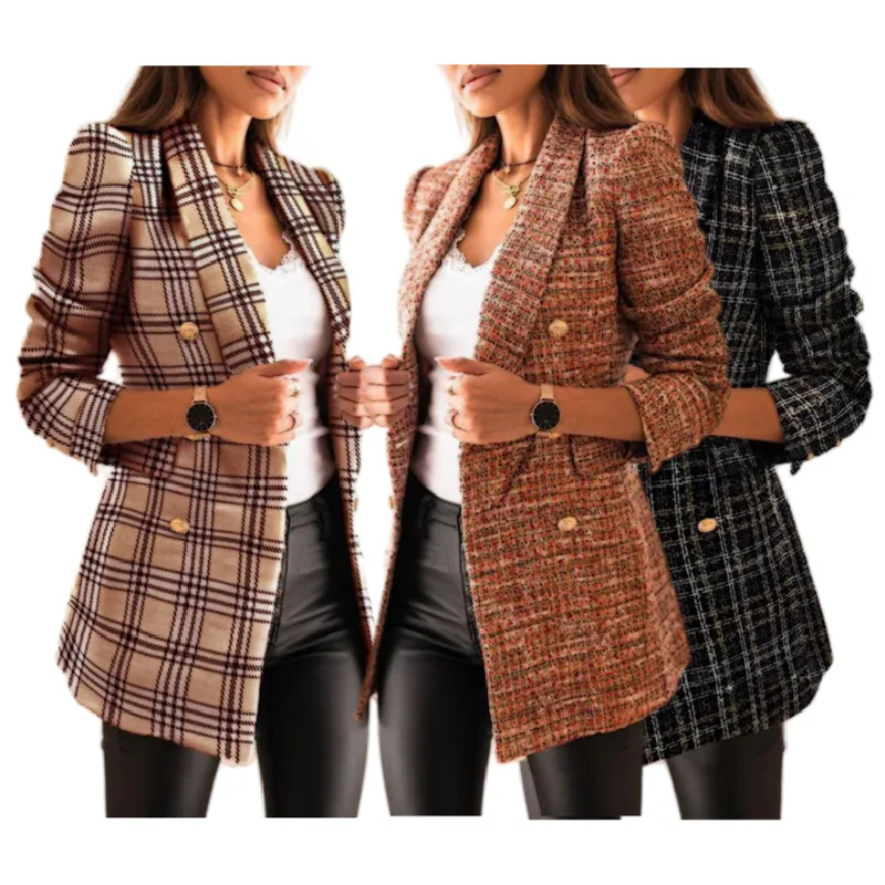New Styles Spring and Autumn Popular Printed Button Suit Collar Long Sleeve Ladies Coat