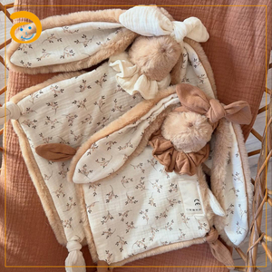 Doudou Lapin en Peluche Doux pour Bébé, Couverture de Sécurité, Jouet Réconfortant pour Nouveau-né, Cadeau de Literie pour Berceau - Product Image 1