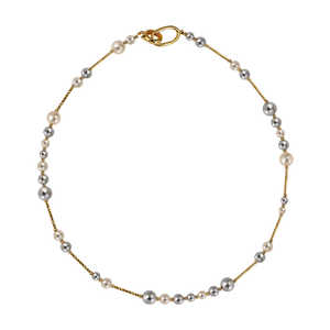 WENCHI Women's <b>14K</b> <b>Gold</b> Design Sweater <b>Chain</b> Mixed Color Strong Light Pearl Necklace 450g - Product Image 2