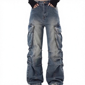 Jean Cargo Droit Homme Hip Hop Streetwear 6 Poches Grande Taille Délavé Personnalisable avec Logos Service OEM à Prix Abordable - Product Image 4