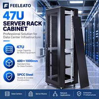 Kabinet Server Standar 19" Profesional 47U untuk Dataran Tinggi, Terbuat dari Baja SPCC, Rel yang Dapat Disesuaikan, Perlindungan IP20 untuk Server Pusat Data