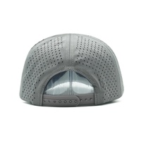 Casquette de golf et de baseball en tissu gris haute performance, à 5 panneaux structurés, avec logo en patch de caoutchouc découpé au laser, personnalisable, pour le sport, marque privée