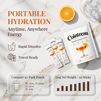 OLLI Cointreau Orange Liqueur Poudre d'hydratation électrolytique 0 sucre 5 calories, absorption instantanée 30 sticks 150g