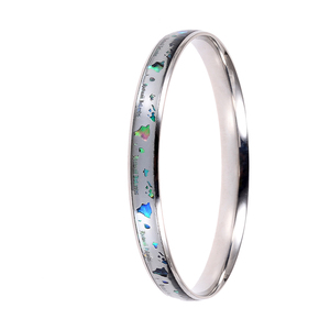 Brazaletes de mapa de las <span class=keywords><strong>islas</strong></span> hawaianas de concha de abulón negro pulseras de acero inoxidable para mujeres y hombres - Product Image 2