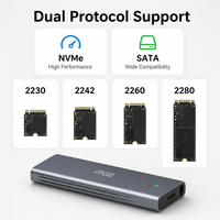 علبة خارجية لـ ITGZ 10Gbps M.2 SSD مع شريحة RTL9210B ثنائية البروتوكول NVMe SATA، حماية من انقطاع الطاقة، صندوق ألومنيوم مع حبل تعليق