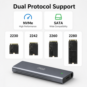 Boîtier SSD M.2 ITGZ 10 Gbit/s RTL9210B double protocole NVMe SATA avec protection contre la coupure de courant, boîtier en aluminium avec cordon de suspension - Product Image 4