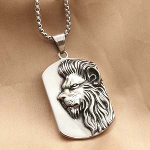 Lion Pendant Stainless Steel Animal Themed Men's Necklace Gift Jewelry - Product Image 1