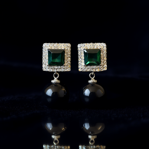 ต่างหูแบบห้อยสุดหรูสำหรับผู้หญิงต่างหูแบบ E2920สีเขียวดำคริสตัลรูปทรงเรขาคณิตเครื่องประดับสำหรับงานเลี้ยง - Product Image 2