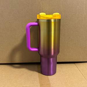 Gobelet de voyage isotherme en acier inoxydable de luxe de 40 oz avec poignée et paille, motif chat de dessin animé, idéal comme cadeau - Product Image 6