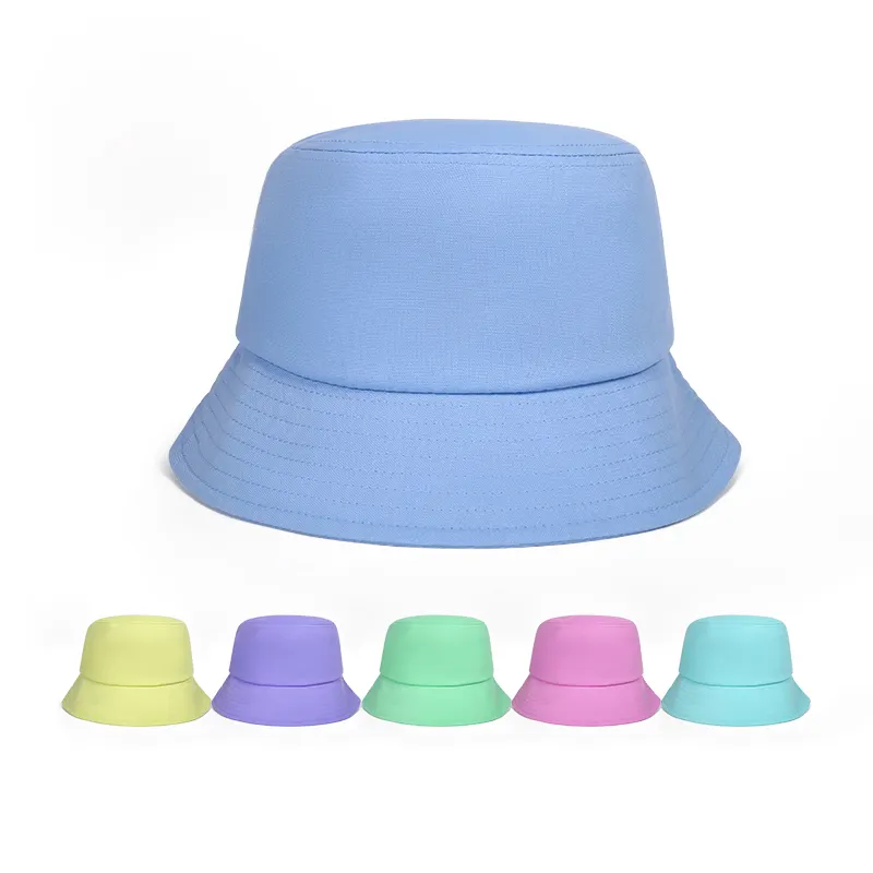 Özel şapkalar nakış balıkçı şapka tasarım logosu serin baskılı geniş ağız kova şapka mavi