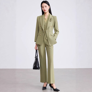 Women's Professional Suit Set Solid Color Polyester Blend Spring Work Office Wear - Product Image 3