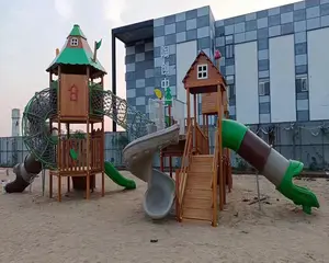 Jogo de playground ao ar livre para crianças, conjunto de playground ao ar livre de madeira para crianças