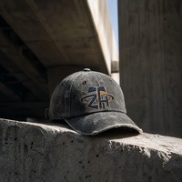 Casquette de baseball en jean délavé style Dad Hat, effet vieilli, six panneaux, non structurée, réglable, boucle en laiton, unisexe, vente en gros