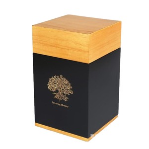 Wooden Square Pet <b>Urn</b> Solid Wood <b>Cat</b> Dog Memorial Cremation Box In Loving Memory Tree Design - Product Image 5