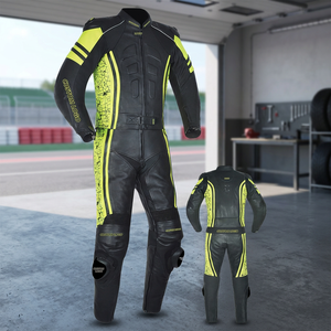 Combinaison de moto en cuir pour homme à manches longues avec logo personnalisé, impression craquelée, coupe-vent, toutes saisons, vêtements de course - Product Image 5