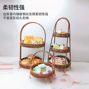 <b>Wicker</b> <b>Basket</b> Round With <b>Handle</b> For Kitchen Storage Fruit Bread Snacks Standing Type Yellow Sichuan Pepper Color - Product Image 4