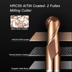 Ensemble de fraises en bout à nez sphérique en carbure client 5 pièces fraises CNC avec revêtement TiAlN pour machine CNC de gravure de moule 3D et de métal - Product Image 2