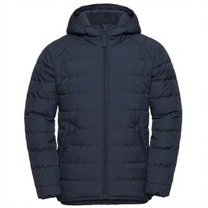 <b>Men's</b> Hooded Puffer <b>Jacket</b> Solid Color Down Alternative Coat <b>Waterproof</b> Breathable Zip Up Winter Outerwear - Product Image 1