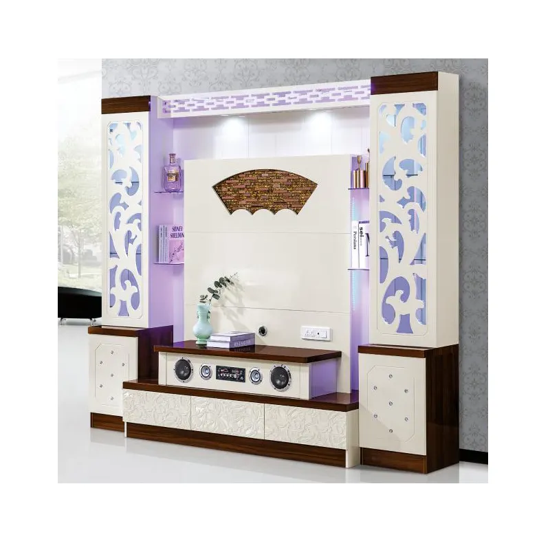 Economical MDF Combination Wall Cabinet TV Coffee Wine Table Floor Cabinet for Living Room and Apartments