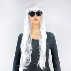 Parrucca lunga bianca per capelli umani della strega del partito - Product Image 1