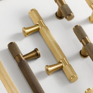 Оптовая продажа, латунная бронзовая накатанная твердая ручка, французская Европейская Современная американская ручка для шкафа, ящика - Product Image 4