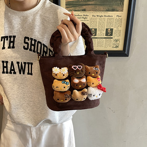 New Arrival Girls' Suede Crossbody Bag Cartoon Plush <strong>Doll</strong> Leopard Lining Leopard Print Shoulder Bag Fashion Handbag - Product Image 3