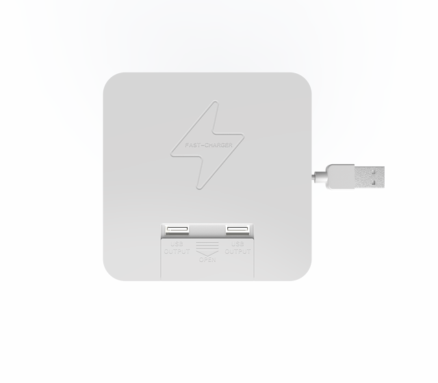 Desktop Embedded 15W Wireless Charger +2 USB Wired Charging Embedded Desktop Furniture 3 in 1 Charger