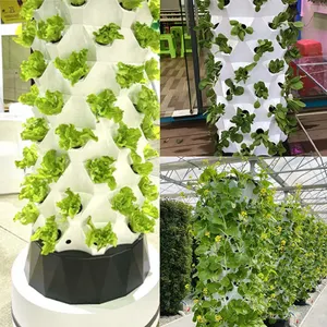 Hydroponics Growing System Vertical Farming Rotating Tower Aeroponic Tower Planting System With Grow Light