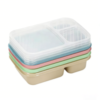 Boîte à bento réutilisable pour adultes et enfants avec 3 compartiments, chauffable au micro-ondes, couvercle hermétique de qualité alimentaire, contenants pour le déjeuner pour l'école et les voyages