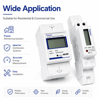 Meter Energi Digital kWh Fase Tunggal 220V DDS DIN Rail LCD Meter Listrik Pintar 60A 2P Kelas Akurasi 1