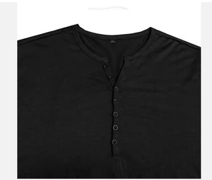 Kaos Jersey Lengan Panjang Pria Warna Solid untuk Musim Gugur dan Musim Dingin, Bahan Polyester/Katun Anti-Pilling, Model <span class=keywords><strong>Henry</strong></span> Terbaru - Product Image 4