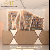 Présentoir de pharmacie design en acier inoxydable, mobilier de magasin médical, comptoir de pharmacie en bois