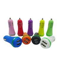 Adaptor Charger Mobil USB 5V 2.1A 12V 24V 2 Port USB dengan Lampu LED