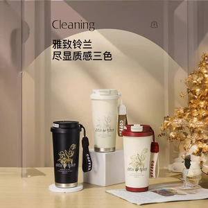 Stainless Steel Tumbler 316 Double Drink Lid With Strap Insulated Coffee Cup For Travel And Office Use - Product Image 4