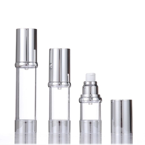 Botella <span class=keywords><strong>de</strong></span> plástico PET para cosméticos, bomba azul sin aire, 15ml-50ml, capacidad para loción, cuidado facial, suero, Perfume, serigrafía - Product Image 1