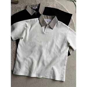 <span class=keywords><strong>Polo</strong></span> personnalisé Y2K Streetwear pour homme, <span class=keywords><strong>col</strong></span> contrastant à carreaux, t-shirt en coton lourd, coupe ample, <span class=keywords><strong>polo</strong></span> oversize pour homme - Product Image 1
