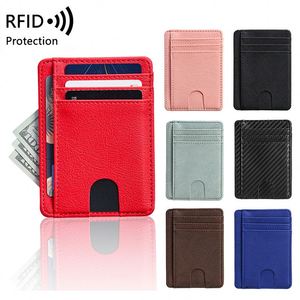 Factory Customization Ultrathin PU Leather Business Card <b>Holder</b> <b>Wallet</b> RFID Blocking Personalized Vegan Fashion Open Card - Product Image 1
