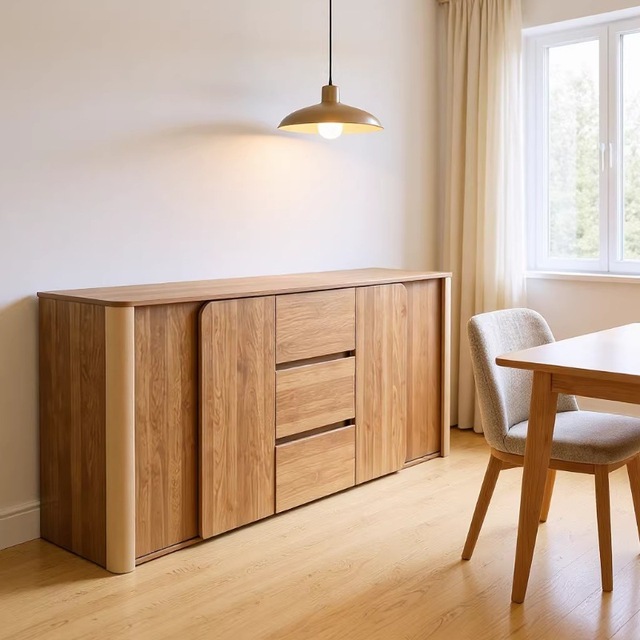 Solid Wood Sideboard for Living Room/Dining Room/Restaurant-Multifunctional Moistureproof & Mildew-resistant Storage