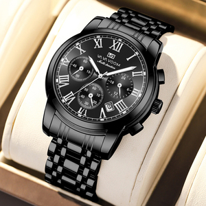 Mens Classic Chronograph Watch Silver Stainless Steel Wristwatch Roman Numerals For Men - Product Image 3