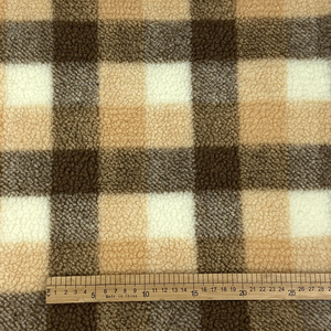 Custom Design Plaid Pattern Yarn Dyed Jacquard Check Polar <strong>Velveteen</strong> Lamb Wool Faux Fur Sherpa Fleece Fabric for Winter <strong>Coats</strong> - Product Image 5