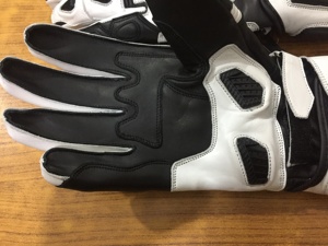 Gants de moto Robertson en cuir véritable respirant compatibles avec les écrans tactiles unisexes pour motocross et course, imperméables, noir et blanc - Product Image 5