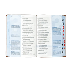 Bibbia Spagnola Personalizzata in Pelle PU Marrone con Logo in Rilievo e Indici a Linguetta per Regalo di Chiesa e Uso Religioso - Product Image 5