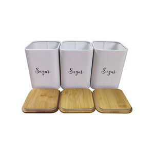 Boîte à pain avec couvercle en bambou, récipient carré en fer galvanisé, organisateur de cuisine - Product Image 2