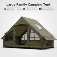 Carpa Familiar Portátil para 4 Estaciones, Impermeable de PVC, Oxford 300D, Techo Inflable Elegante, Montaje Automático, para 3-6 Personas, para Exteriores