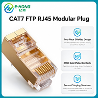 CAT7 FTP RJ45 Modular Plug 8P8C Konektor Kristal Berpelindung Dua Bagian Berlapis Emas untuk Kabel Jaringan