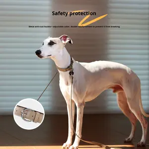 Correa para Perro de Material PU Ecológico Sólido con Cierre de Botón para Cachorros Medianos/Grandes, Antidesgarro, Suministros para Mascotas - Product Image 3