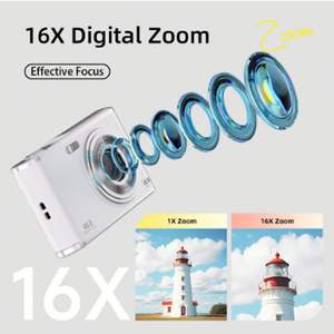 Kids Digital <b>Camera</b> 4K <b>Mini</b> Toy <b>Camera</b> with 2.8-inch LCD Screen 16X Optical Zoom 48MP 128GB Rechargeable 75 Wide Angle Outdoor - Product Image 6